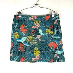 Rip Skirt Vintage Bali Jungle Tropical Print Green Pockets Women's XL Wrap Beach